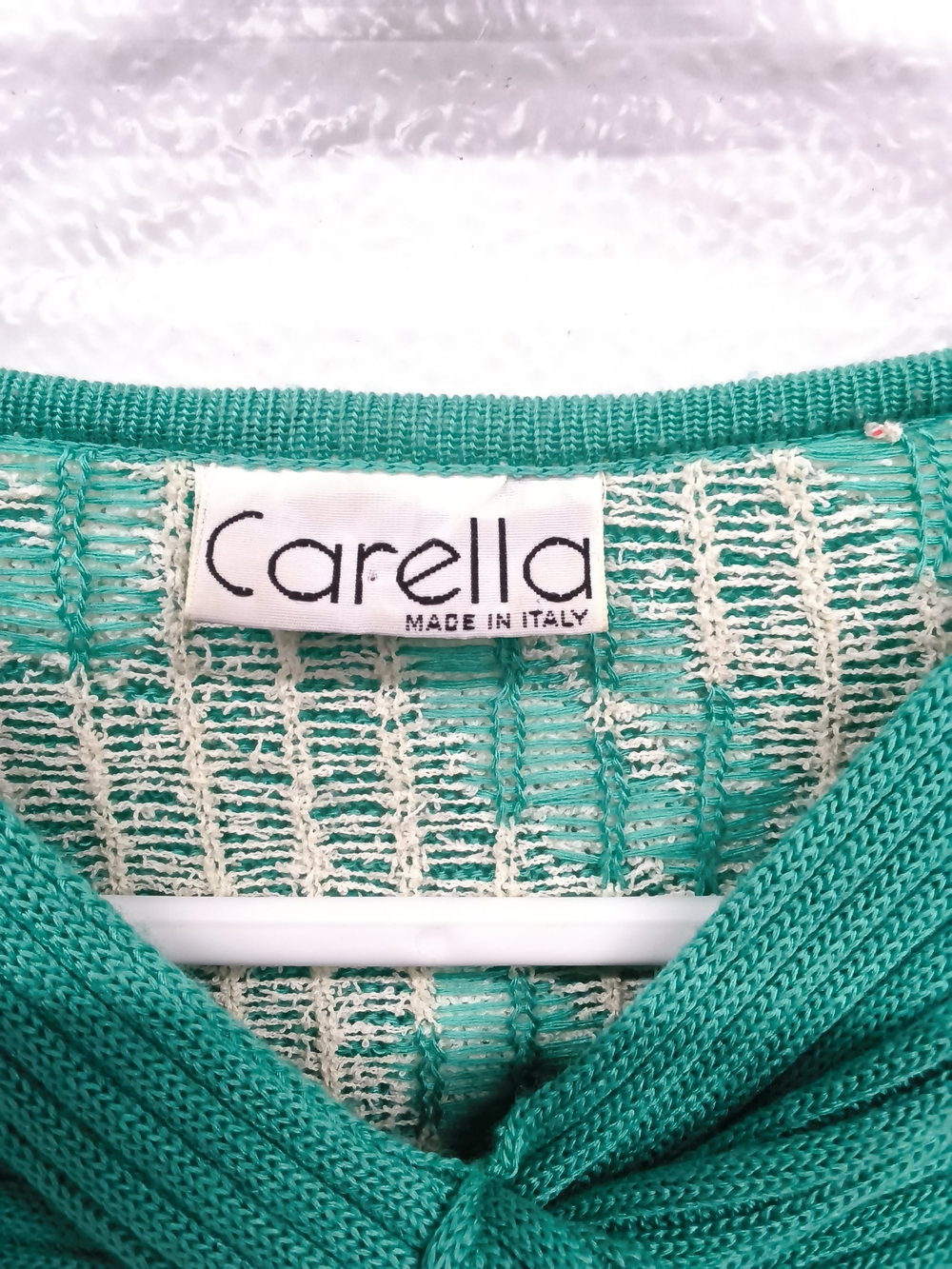 Vibrant Vintage 80s Carella Italian Knit Sweater – Emerald Green & White - Picture 4 of 6